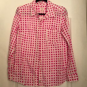 GAP Button Down Blouse White and Pink Checkers